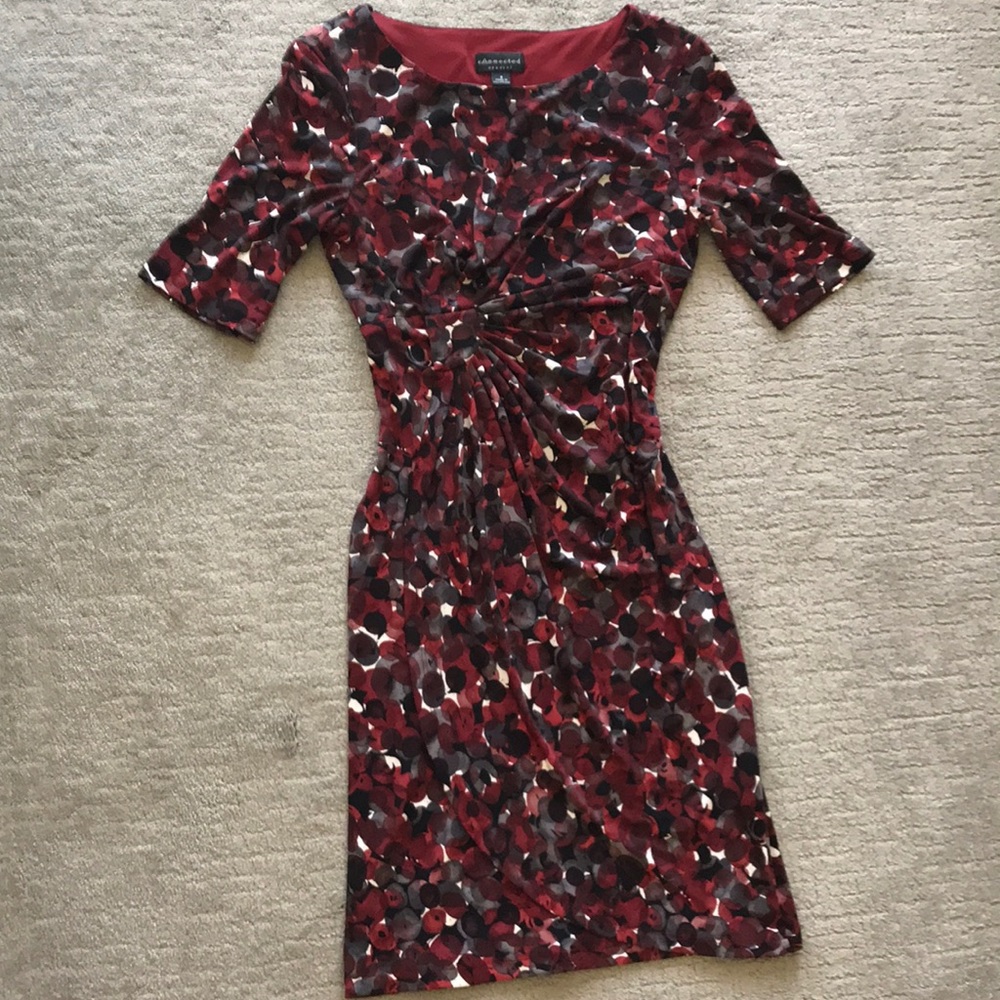 Elegant shape merlot, blk & grey dress 💃
